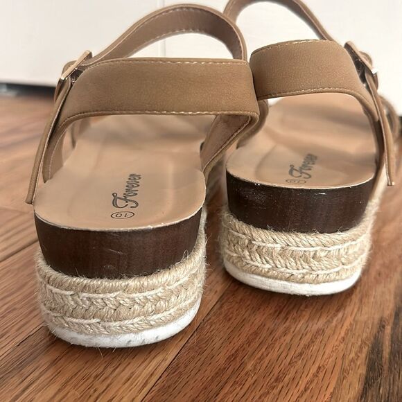 Rhinestone Platform Sandal Shoe Brown Tan Size 10 - Picture 3 of 6